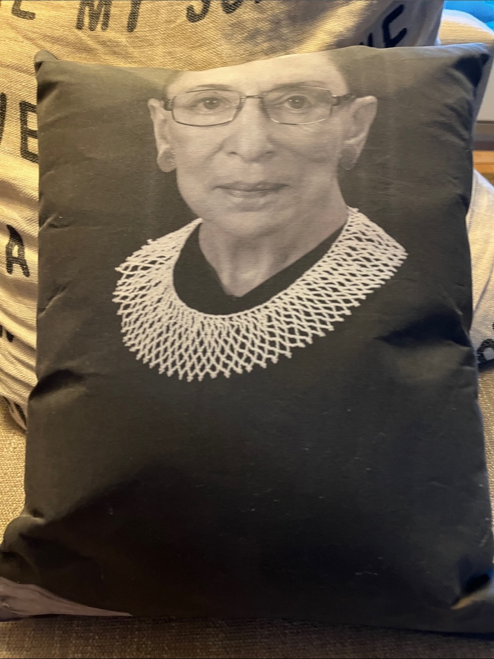 Black Accent Pillow with White Collar Graphic